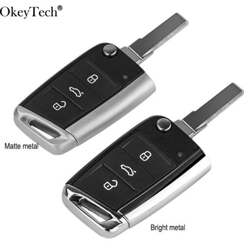 Okeytech 3 buttons Remote Flip Folding Car Key Shell Replacement For V W Golf 7 4 5 Passat b5 b6 polo Touran For Seat Skoda Auto