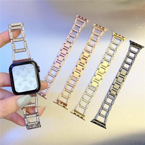 Women Diamond strap For Apple Watch 3 Band 44mm 42mm Watchbands serice 5 4 2 1 metal strap for Apple Watch 6 Strap 38mm 40mm