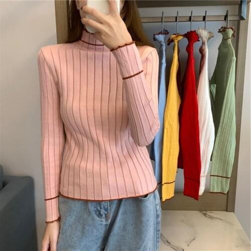 Candy color options Free Size Womens Sweaters Autumn Long Sleeve Thin Turtleneck Stretch Matte Knitted Pullover Sweater Tops