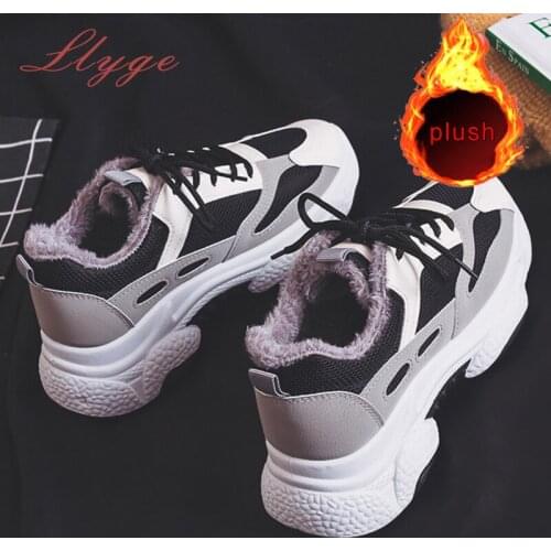 Winter Womens Sneakers Plush Warm Trend Daddy Shoes For Female 2021 Thick Soled Korean Sports Casual Ladies Flats Snow Boots