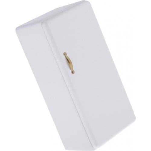 1/12 Scale Dolls House Miniature Wood Fridge Mini Home Appliance White