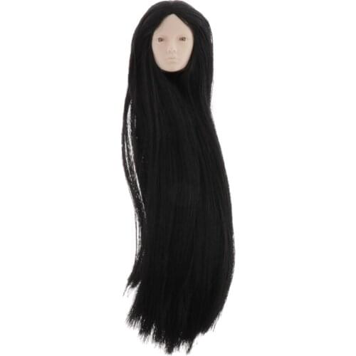 1/6 Scale Female Doll Head Sculpt Black Hair DIY For 1/6 Accessories