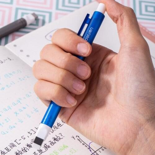 1Set Simple Blue Color Retractable Rubber Eraser With Refills School Office Supply Student Stationery Kids Correction Tool