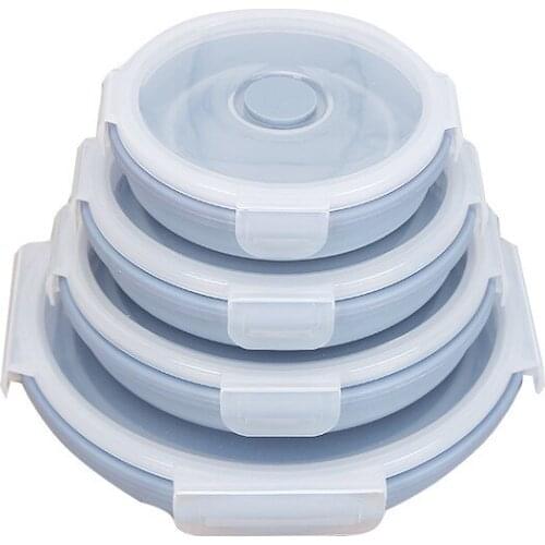 1 Set Folding Bowl Outdoor Silicone Lunch Box Microwave Bento Box Fresh-Keeping Box Portable Meal Box Telescopic Bowl Travel