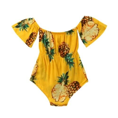 1PCS 0-24M Newborn Infant Baby Boy Girl Clothes Kid Cute Yellow Pineapple Baby Rompers Jumpsuit Sets