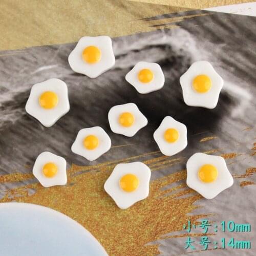 10pcs 10mm 14mm Resin kawaii food cabochon Sun egg omelette charms diy jewelry making ornament craft decoration material bijoux