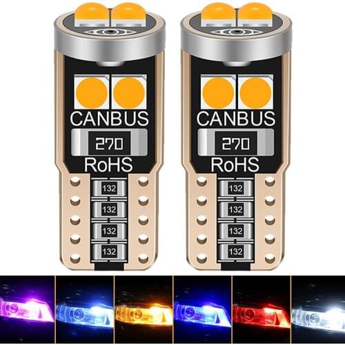 10pcs T10 W5W 194 168 LED Bulbs 3030 6SMD Car Accessories Clearance Lights Reading Lamp Auto Light 12V White Red Yellow Ice Blue