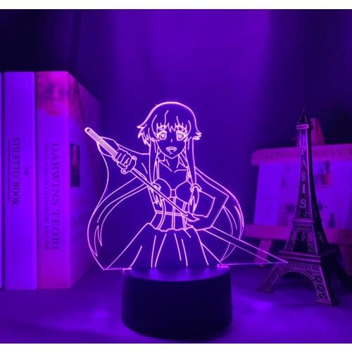 3d Lamp Anime Future Diary Yuno Gasai for Bedroom Decor Night Light Kids Birthday Gift Manga Future Diary Room Led Light Bedside