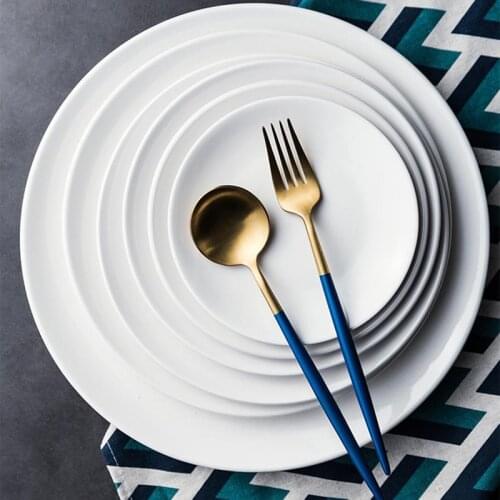 6-18 inch Round White Western Food Plate Steak Plates Ceramic Dinner Plates Porcelain Dishes Kitchen Tableware Accessories Dish