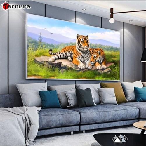 Animal art Diy diamond embroidery grassland Tiger couple diamond painting full square mosaic 5d picture rhinestone decor large