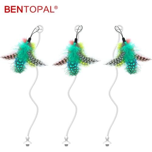 BENTOPAL--Cat Interactive Toy 3 Piece Attachment Feather/Ball Toys