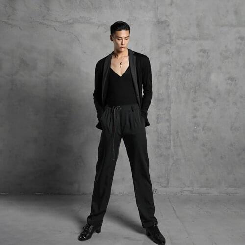 New Adult Men Professional Latin Dance Pants Rumba Tango Samba Dancing Practice Performance Costume Black Latin Trousers SL4079