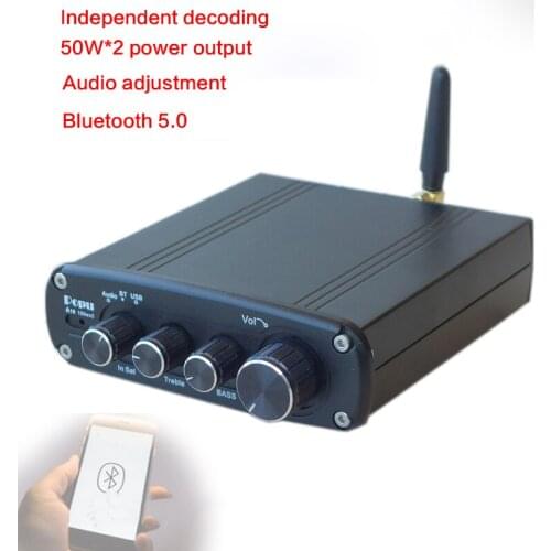 DC12-25V 50W*2 Digital Power Amplifier High Fidelity Fever TPA3116 Bluetooth 5.0 Amplifier ES9018 Decoding with Audio Adjustment