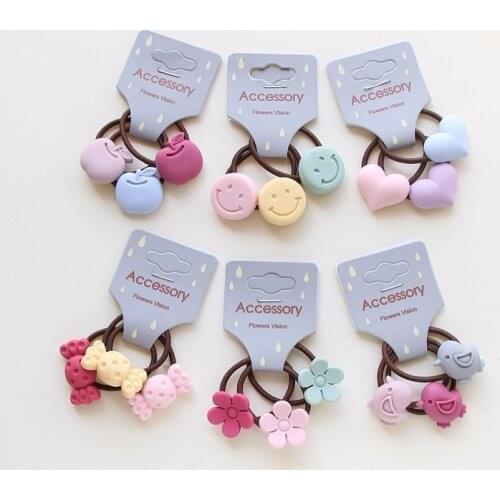 3 PCS New Apple Smiley Face Princess Headwear Kids Elastic Hair Bands Baby Headdress Children Hair Ropes Girls Hair Accessories