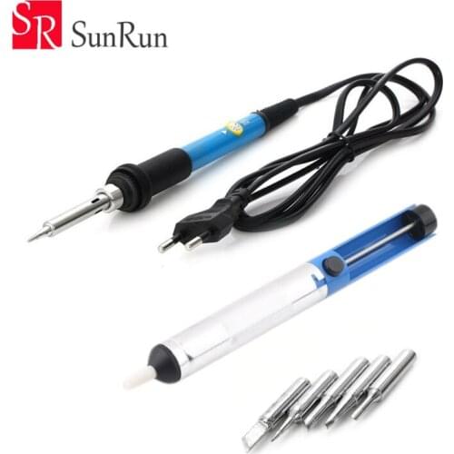 110v/220v 60W Adjustable Temperature Electric Soldering Iron Welding Solder Station Heat Pencil With 5pcs Tips 1pcs Suction Tin