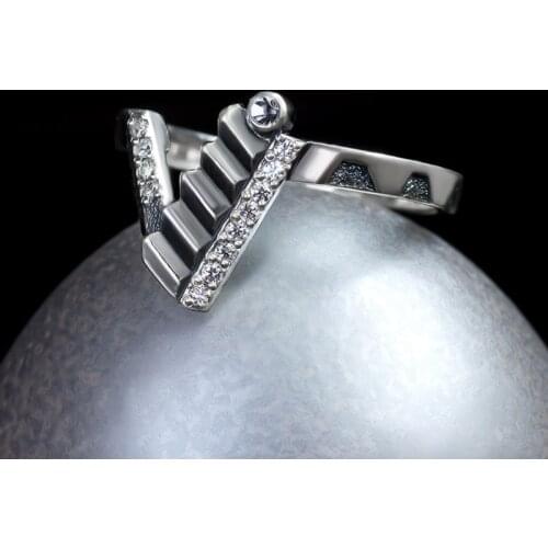 Fashion SilveryEngagement Ring Diamond ladder ring girlfriend gift womens proposal wedding anniversary ring size 5-12