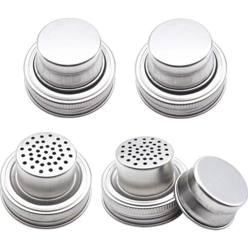Mason Jar Shaker Lids Stainless Steel Regular Mouth Mason Canning Jars Rust Proof Cocktail Shaker Dry Rub Cocktail 70mm SN3157