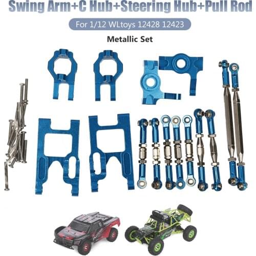 Metal Swing Arm C Hub Steering Hub Pull Rod Kit for Wltoys 12428 12423 1/12 RC Car RC Parts