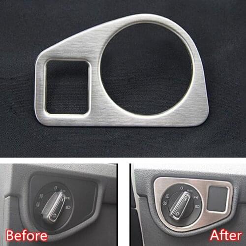 Stainless Car Interior Front Head Light Lamp Switch Button Frame Trim Sticker Fit for Volkswagen Touran 2016 Accessory