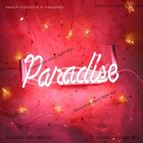 Paradise RED Blue Glass Neon Light Sign led Custom Nocna Wandlamp Lampki Nocne For Home Room Bedroom Habitacin Bar