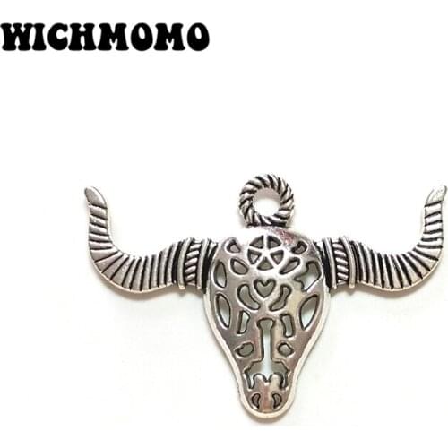 New Fashion 2 Pieces Zinc Alloy Particular Hip-hop Rock Cow Head Charms Pendants Diy Necklace Jewelry Accessories PJ313