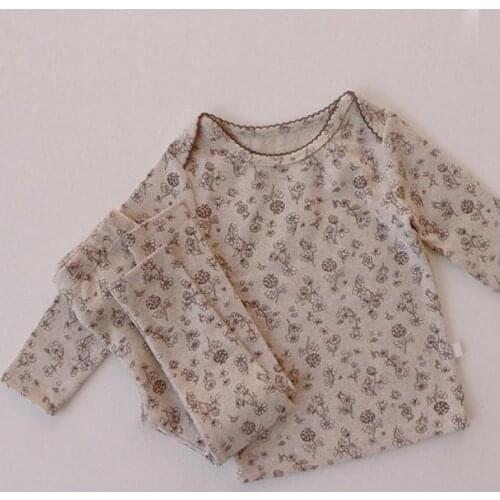 Autumn New Baby Girl Floral Clothes Set Cotton Long Sleeve Tops + Pants 2pcs Elegant Little Girls Clothes Set 2021 Children Suit