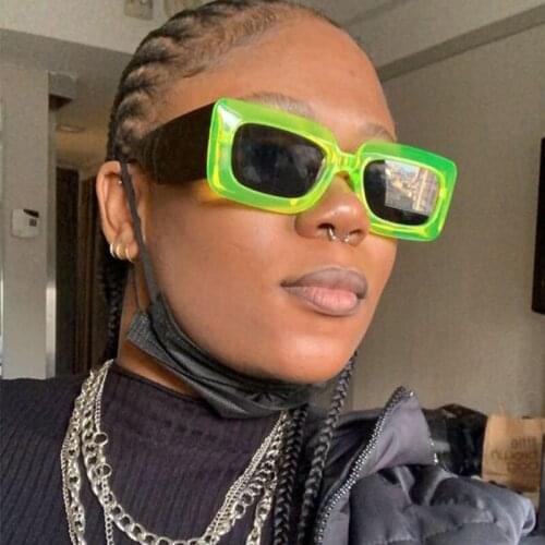 Square Green Sunglasses Women 2021 New Big Frame Luxury Brand Designer Vintage Sun Glasses For Female UV400 Eyewear