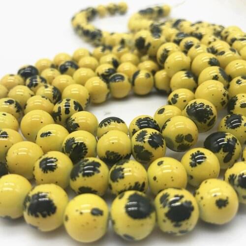 Wholesale 6 8 10 mm Beautiful Intarsia Glass Loose Spacer Charm Beads Pattern Making Bracelet Necklace Jewelry #04
