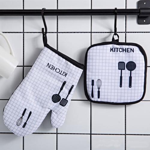 Microwave oven gloves 2PCS Oven Mitts Heat Resistant Pot Holder Pad Protective Oven Gloves Kitchen Household Oven Mitts