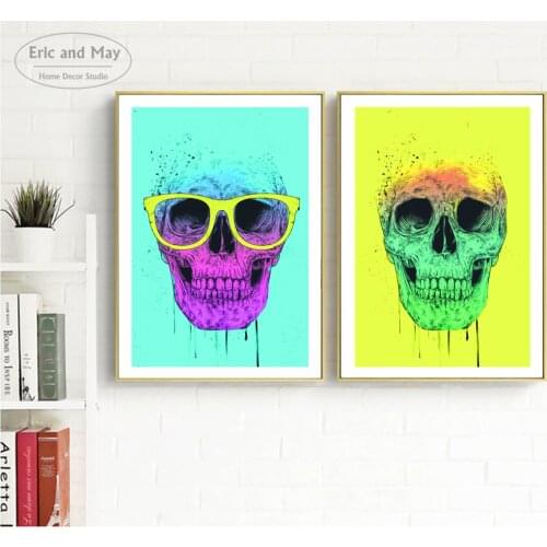 Splatter Skull Pop Art Canvas Art Print Painting Poster Wall Pictures For Living Room Home Decorative Bedroom No Frame