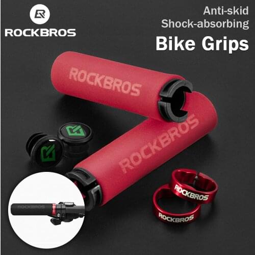 ROCKBROS Bicycle Grips MTB Silicone Sponge Handlebar Grips Anti-skid Shock-absorbing Soft Bike Grips Ultraight Cycling Handlebar
