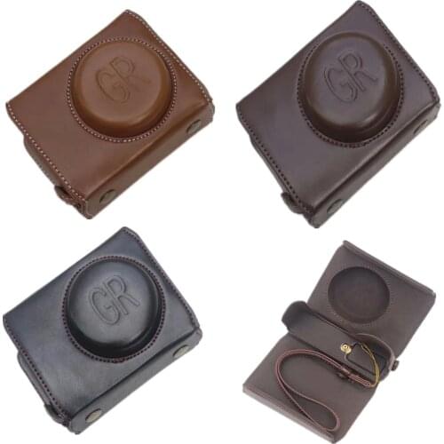 Luxury Version PU Camera Leather Case Cover For Ricoh GR GRII GRIII GR GR2 GR3 Camera Bag Case With Battery Opening Hand Rope