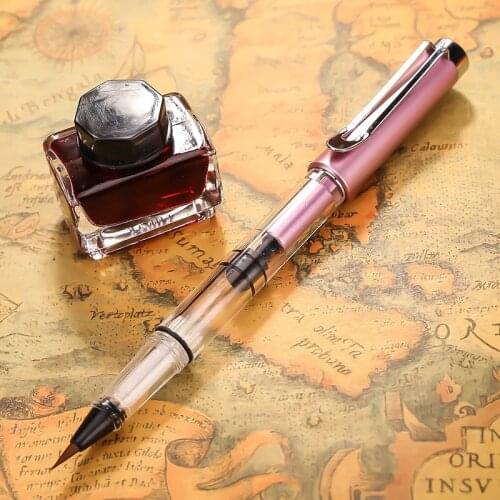 Purple Metal Calligraphy Pen Soft Hair Writing Brush Watercolor Fountain Pen Art Painting Drawing Tool School Supply Stationery
