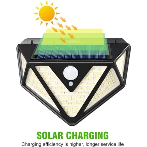 166 LED Sunlight Powered Lamp Garden Waterproof 3 Side Solar Wall Light PIR Motion Sensor Emergency Waterproof Security Lamp