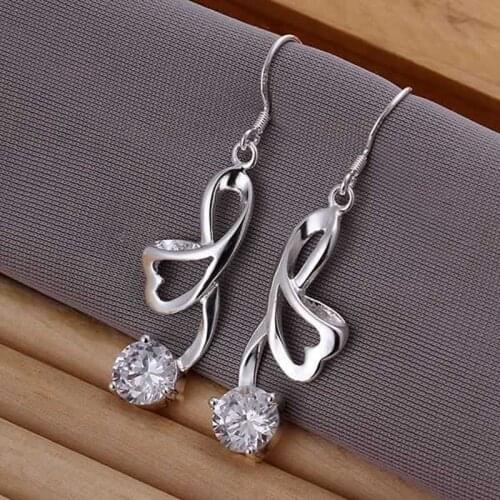 Fashion jewelry Earring For Women, Plated Earrings Ribbon Earrings E196 /YOUJOIWK ESIQSSSE silver color