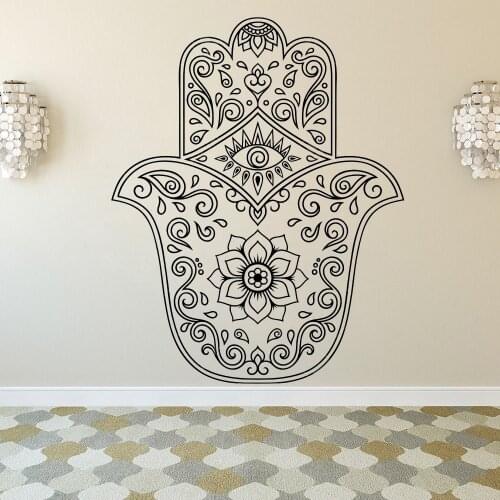 Bohemian Style Hamsa Wall sticker Bedroom Livingroom Decal Wall Art Hand Of Hamsa Wall Decal Yoga room Vinyl home decor HY350