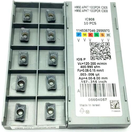 Turning insert HM90 APKT1003 PDR IC908 milling cutter Iscar carbide external turning tool APKT 1003 milling cutter APKT1003PDER