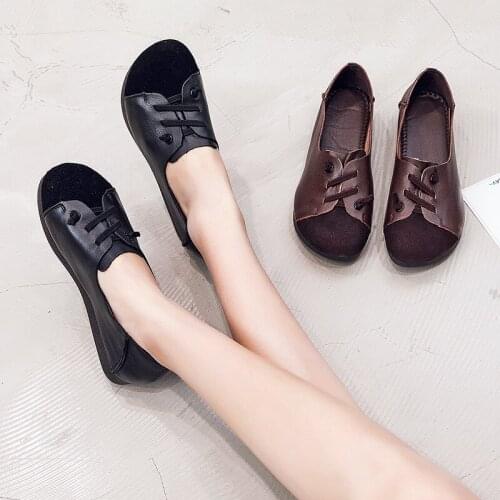 Tilocow 2020 Fashion Ballet Flats Genuine Leather Shoes Woman Elastic Band Slip On Loafers Female Casual Shoes Ladies Moccasins