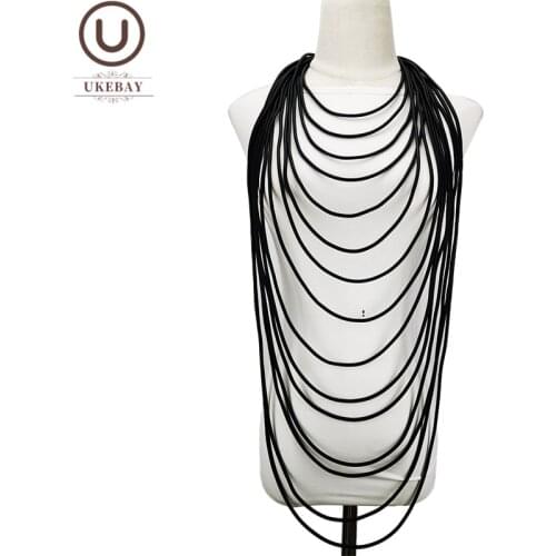 UKEBAY Long Pendant Necklace For Women Clothes Necklaces Handmade Rubber Jewelry Sweater Chain Punk Necklace Party Accessories