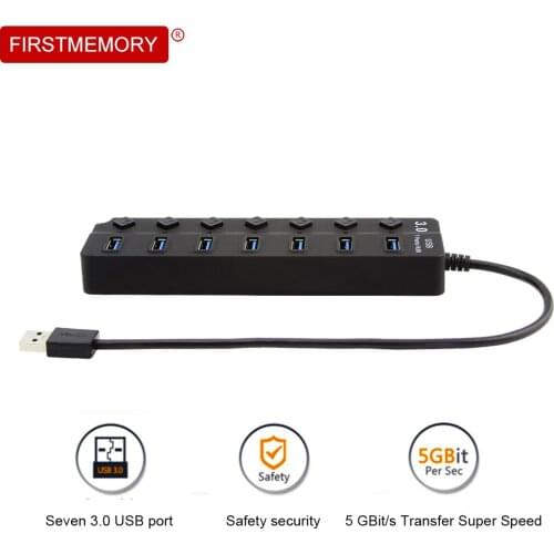 USB Hub 3.0 7 Ports Multi USB Splitter High Speed 5Gbps Power Switch Portable Slim PC Computer Accessories For MacBook Laptop