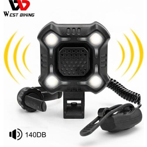 WEST BIKING 4 Lamp Bike Light with 140dB Horn Alarm Waterproof Cycling Lights USB Charging Flashlight Security Bicycle Light