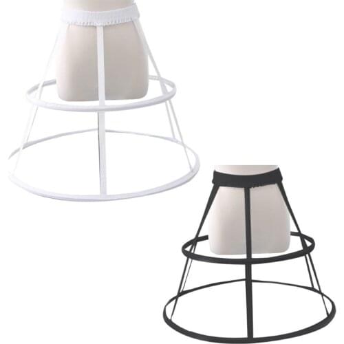 Women Girls Elastic Waistband Adjustable Pannier Petticoat White Black 2 Hoop Cage Skirt Wedding Bridal Crinoline Underskirt