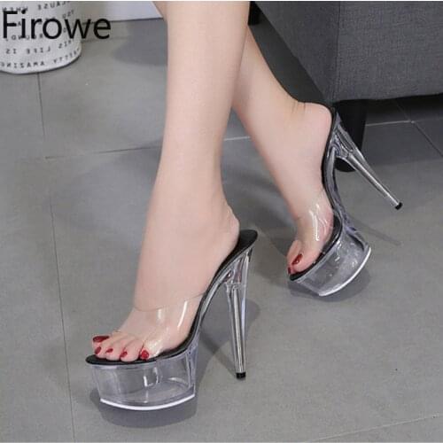 Firowe Women Clear PVC Thin Heels Modern Slippers Pole Dance Shoes Transparent Stiletto Slipper Sandalias De Verano Para Mujer