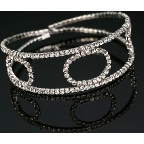 Bracelet Women Elegant Delicate Vintage Retro Alloy 2 rows Rhinestone Spiral Suit Alloy Bracelet B050
