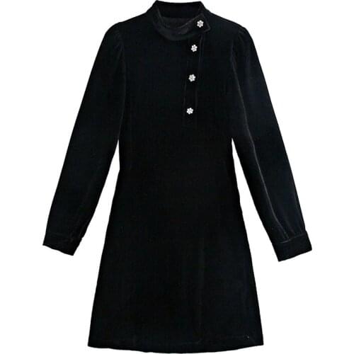 Za Women 2021 Fashion Black Velvet Buttoned Shoulder Padded Long Sleeve Elegant Mini Dress Female Chic Vestidos Bodycon Dress
