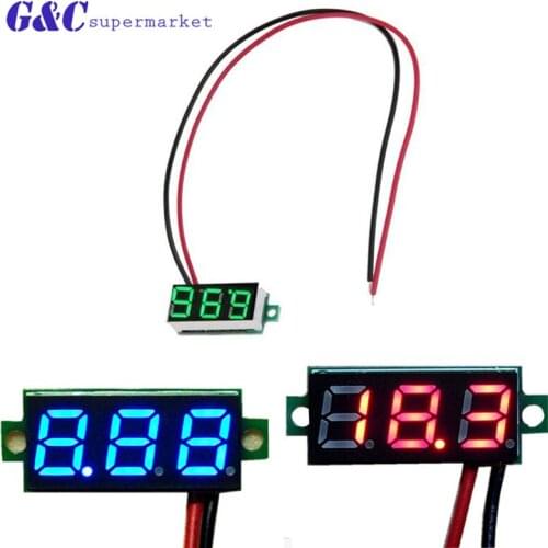 LCD 2 Wire 2.5V-30V 0.28inch LED Small Red/Blue/Green LCD Digital DC Voltmeter Voltage Meters Panel Meter