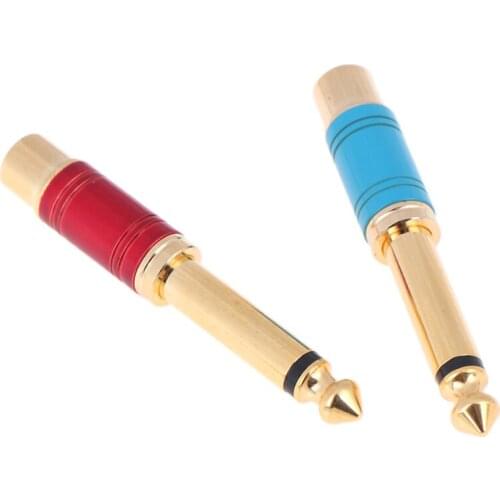 1Pairs Luxury Quality Nickel Plating RCA Jack Audio Connector 6.35mm Mono Plug To RCA Speaker Adapter