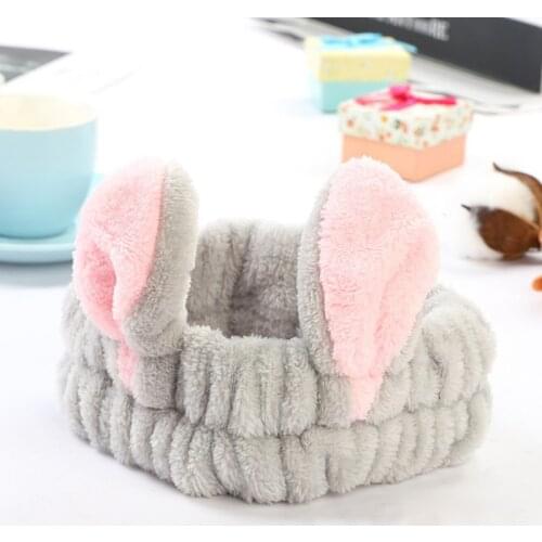 Wash Face Makeup Tools Elastic Bunny Ears Headband Big Rabbit Ears Coral Fleece Soft Elastic Hairbands Hair Accessories