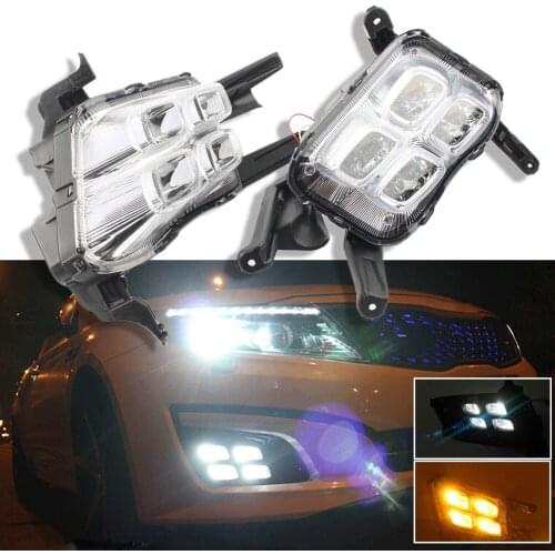4 LED DRL Daytime Running Light Fog Lamp Turn Signal Light For Kia K5 Optima 2014-2015