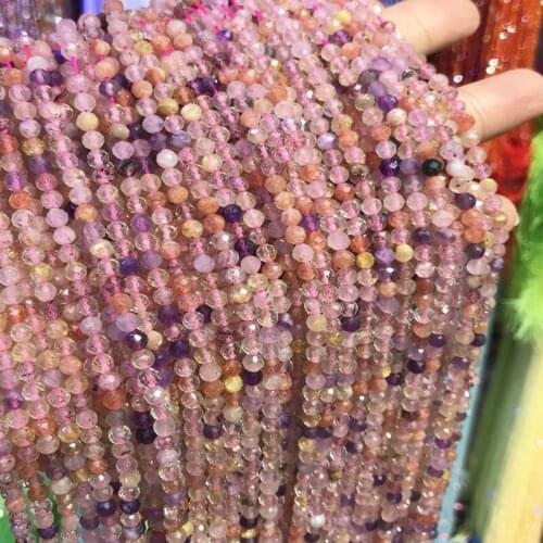 3mm 4mm Faceted Natural Super Seven Crystal Stone Beads Round Loose Spacer Beads For Jewelry Making DIY Earring Bracelet 15